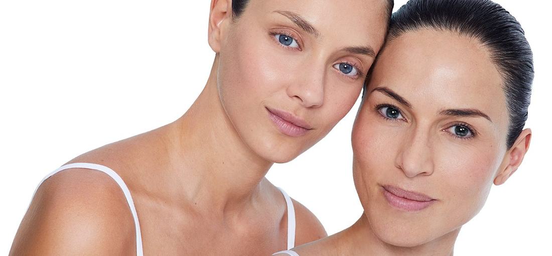 Two models with clear skin — the CLEARIST CTX campaign